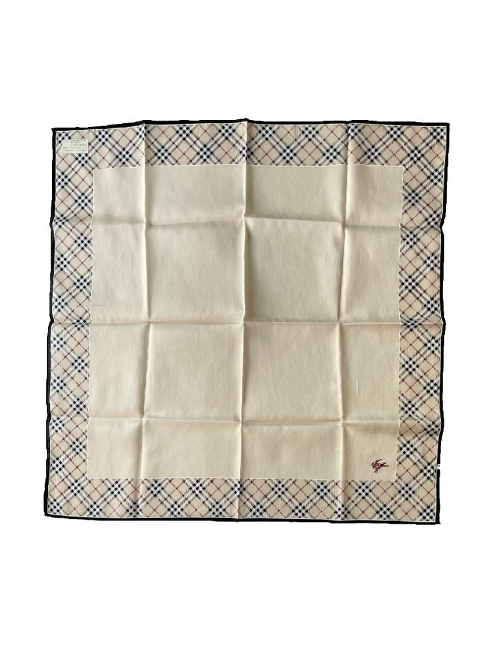 Vintage Burberry Scarf Nova Check Border Knight Logo Cotton 19.5” - Picture 1 of 8